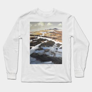 Light Snowfall on Bonehill Rocks Long Sleeve T-Shirt